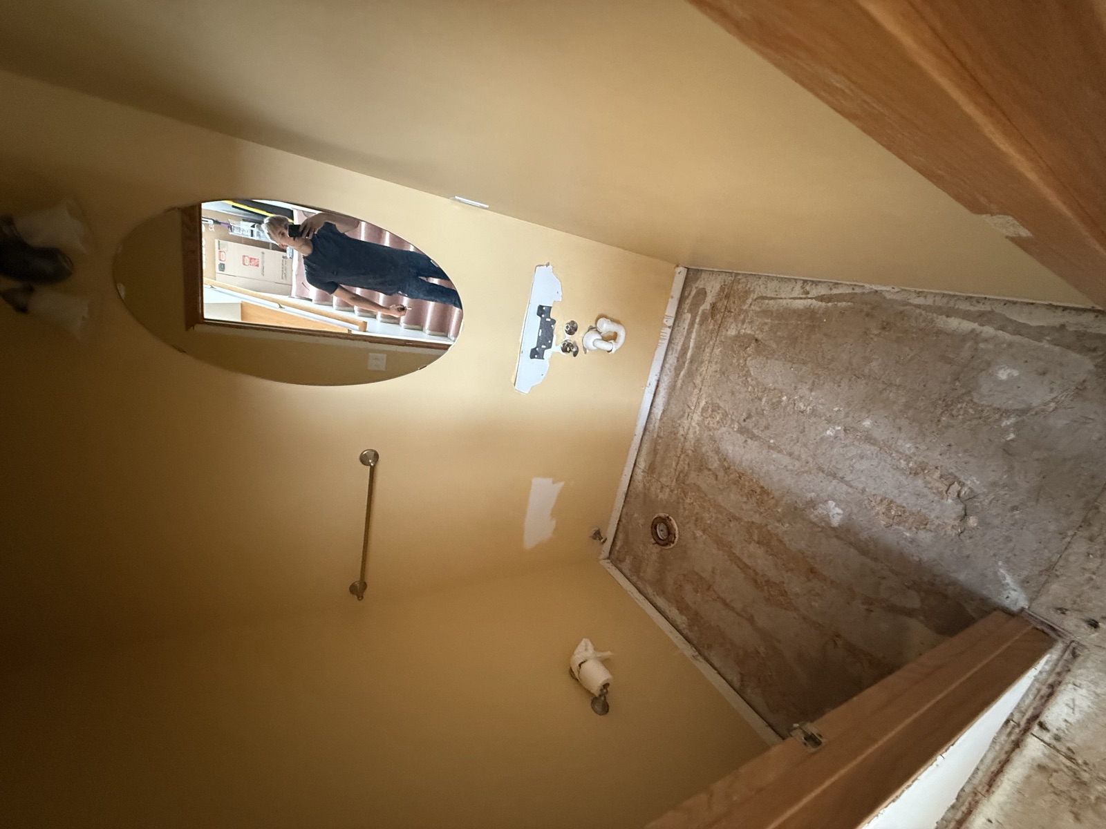 Bathroom gutted before remodeling