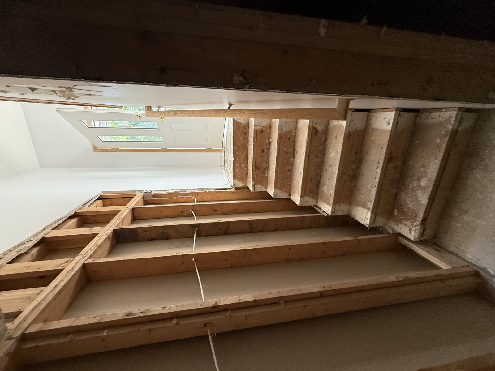 Framed stairwell during construction