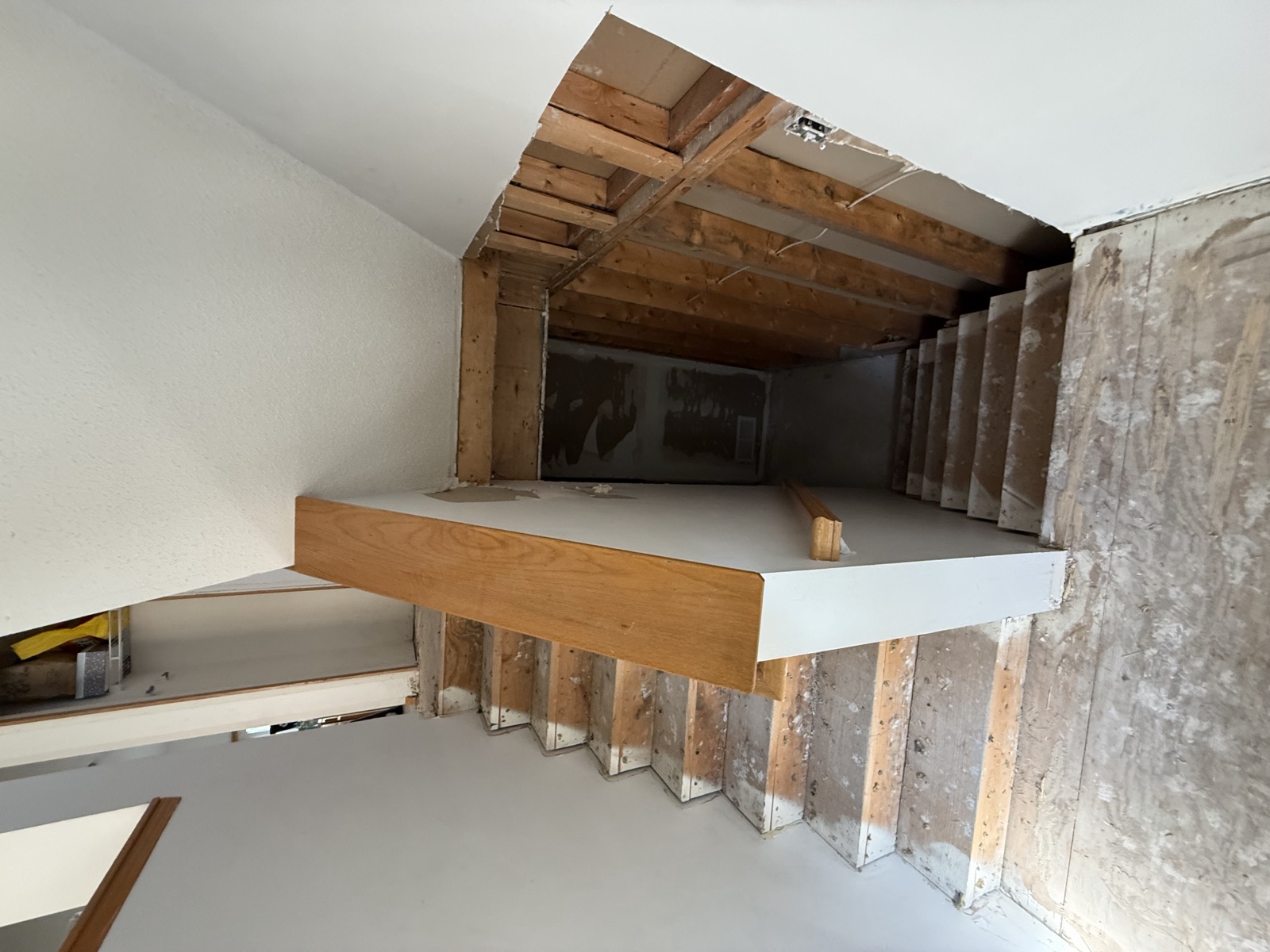 Staircase gutted to the subfloor