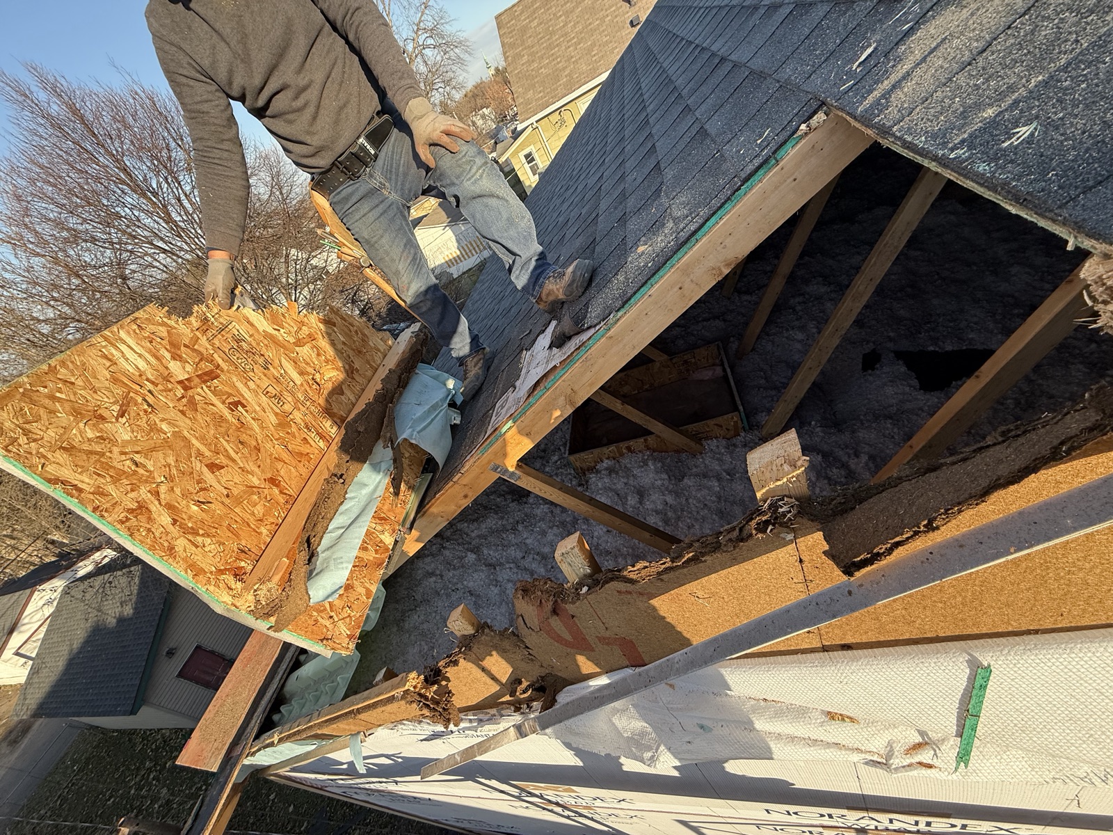 Roof opened up during replacement
